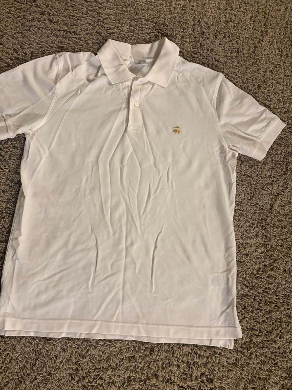 Brooks Brothers Men's Slim Fit Performance Polo Shirt Size L White Supima Cotton